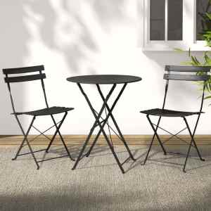 Gradeon 3PC Outdoor Bistro Set Steel Table and Chairs Patio Furni...