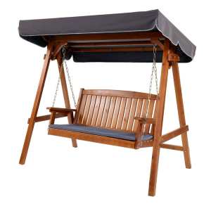 Gardeon Wooden Swing Chair Garden Bench Canopy 3 Seater Outdoor Furni