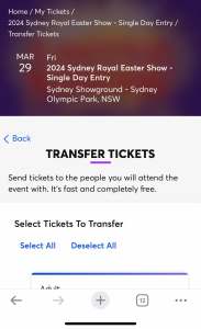 Easter show tickets x2 Friday 29th