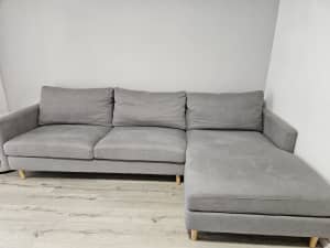 Large Grey L-Seater Sofa Couch