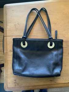 Oroton black leather shoulder bag