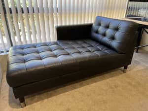 IKEA black leather sofa - Chaise Lounge x2