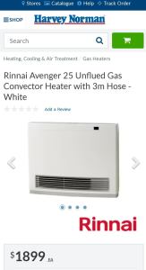 Rinnai Avenger 25 Gas Heater 