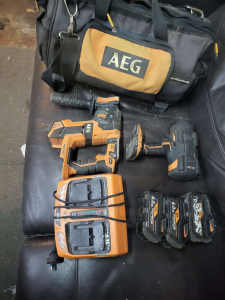 AEG Hammer drill, Rattlegun and site toolbox