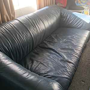 Blue leather couch 