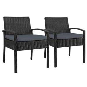 Gardeon 2PC Outdoor Dining Chairs Patio Furniture Rattan Lounge Chair