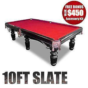 7FT, 8FT, 9FT, 10FT Slate Solid Pool Tables With Free Cues and Balls