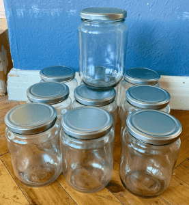 10 x Clean Glass Jars with Metal Screw Lids 750g Jam Preserves Storage