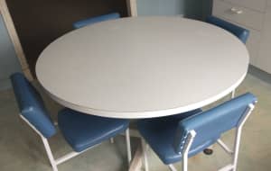 Round Dining Table and 4 Upholstered Chairs