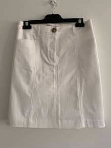 JACQUI E Womens White & Navy Skirts Size 10