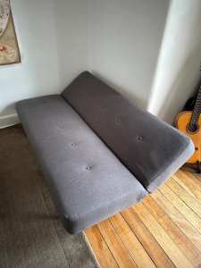 Fold down sofa bed 1.8m long - always covered