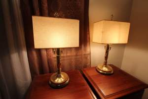 * RARE * 2x Gold Bedside Lamps CopperArt Exclusive 1992 Collection