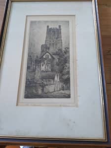 ELY CATHEDRAL - SIGNED FRAMED ETCHING BY F. ROBSON
