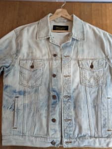 Wrangler Light Blue Denim Trucker Button Up Vintage Jacket - Mens L