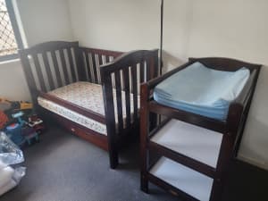 Used Wooden Cot and Change Table