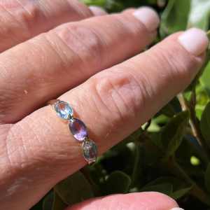 9ct Yellow Gold Topaz and Amethyst Trilogy Ring