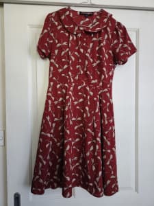 Princess Highway maroon firefly dress with collar - size 8