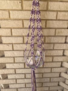 Handmade macrame hangers using upcycled items