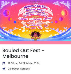 2 x Tickets to Souled Out Fest (Melbourne)