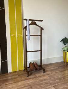 Italian Vintage Mid Century Timber Valet Clothing Coat Stand
