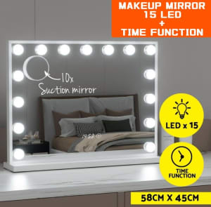 Makeup Mirror 58X45cm Hollywood Light Vanity Dimmable Wall 15 LED WA