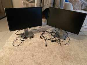 2 x Dell P2414H Monitors 24 inch with VGA to HDMA cables included
