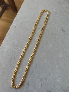 Handmade 18ct yellow gold solid curb link chain