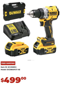 New DeWalt DCD805 Hammer Drill 2x 5.0Ah batteries Case RRP 499