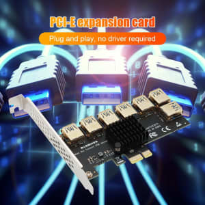 EUX1070 PCI-E 1x 1 to 7 Riser for BTC Mining PCI Express Multiplier 