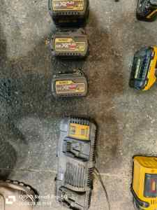 DeWalt double charger and two batteries 