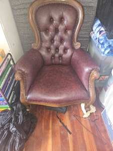 Leather and wood chair