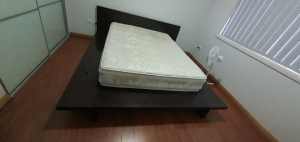 Ikea queen size bed with side tables and 4 drawers