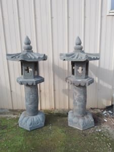 Chinese heavy craved granite Garden Lanterns as a pair. 