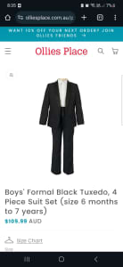 Boys Tuxedo incldes shirt and bow tie size 3