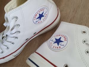 Converse leather high top sneakers (white)