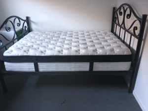 Double wrought iron Bed with mattress