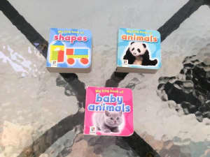 3 x My Tiny Book of... Baby Little Card Cardboard Books Shapes Animals