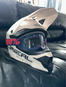 O’Neill motorbike helmet size L. riding goggles. O’Neill riding boots,