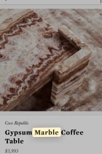 Coco republic gypsum pink / brown marble coffee table