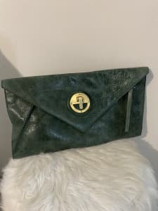 Mimco genuine leather extra large envelope clutch