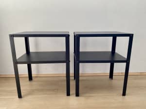 2 Ikea black metal bedside tables (KNARREVIK)
