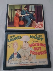 Laurel and Hardy vintage movie posters.
