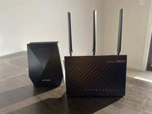 Asus Wifi Modem Router RT-AC68U AND Wifi Extender Netgear Nighthawk X6