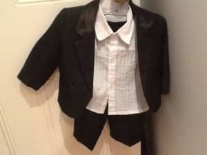 Worn once to wedding, baby boy tux suit