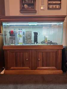 4ft aquarium/tank, wooden cabinet with hood & hood light