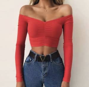 Tiger Mist sweetheart red crop top (XS) - new