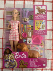 Barbie doll puppy set