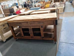 New Paso timber Chopping block mobile kitchen island bench 180cm