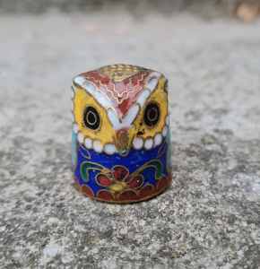 Vintage Cloisonne Owl Thimble