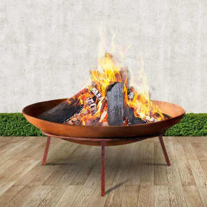 Rustic Fire Pit Heater Charcoal Iron Bowl Outdoor Patio Wood Fi